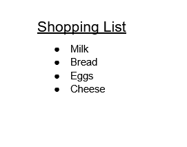 Updated shopping List