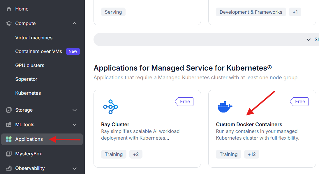 Custom Docker containers app