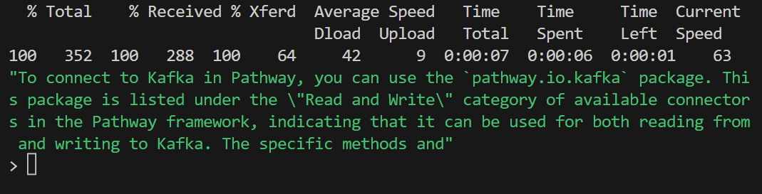 Query result after using pathway index.