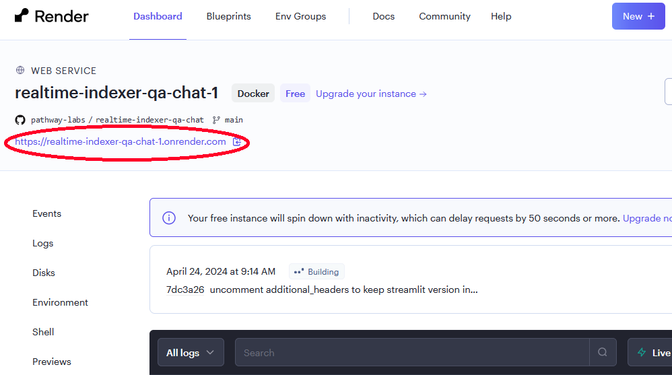 Deploy with Render | Pathway